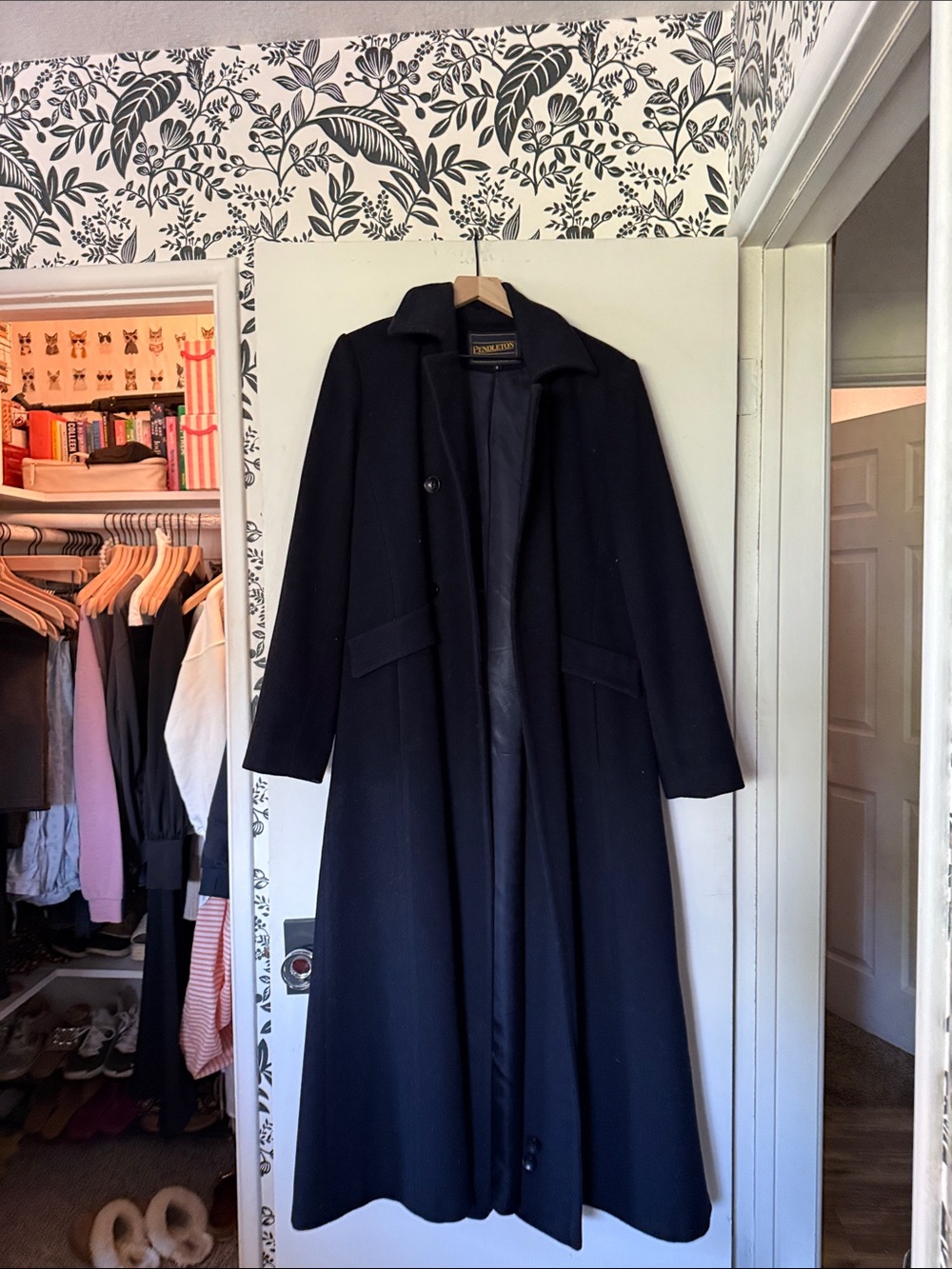 Pendleton Black Long Wool Trench Coat